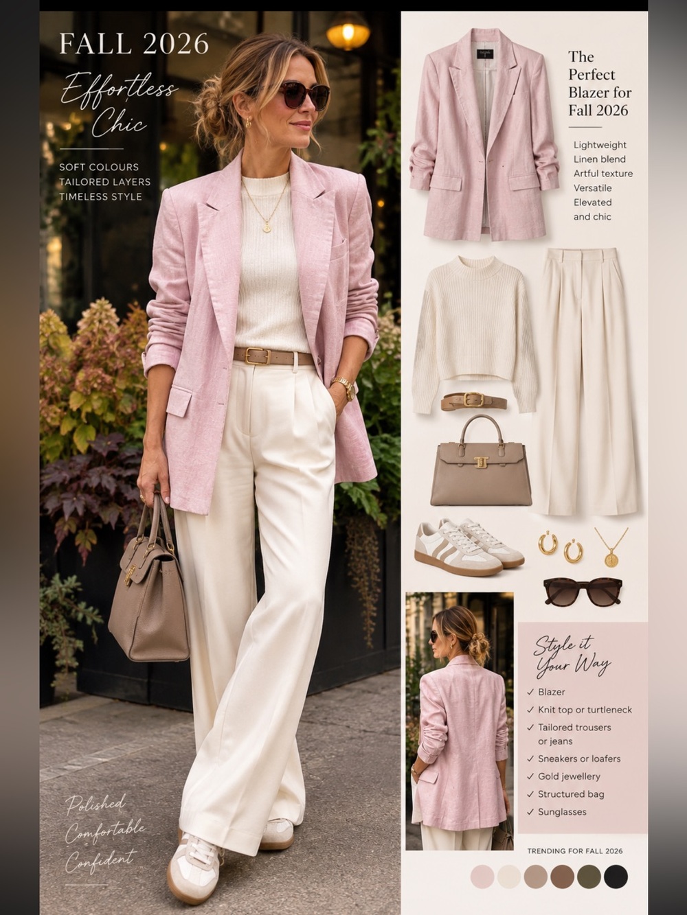 Tahari Light Pink Rolled-Sleeve Blazer